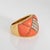 Modern 80s Vintage Coral Diamond Cigar Band 18k Yellow Gold Sz 6.25 Ring Fine Jewelry For Sale - Image 3 of 7