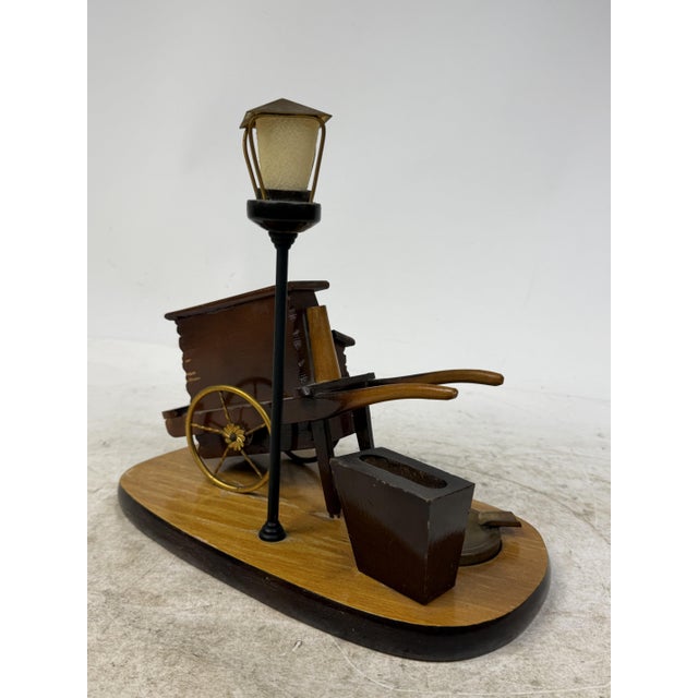 Wooden Ashtray with Decorative Carriage, 1930s For Sale - Image 4 of 10