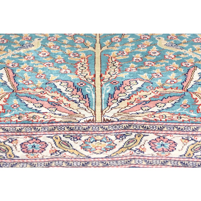 Late 20th Century Vintage Turkish Silk Tree of Life Rug - 02'09 X 04'02 For Sale - Image 5 of 9