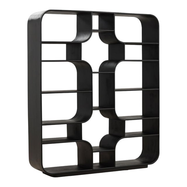 Century Black Solid Wood Shelf / Bookcase For Sale