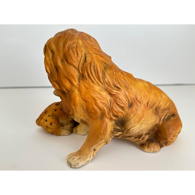 Figurative Vintage Mid-Late 20th Century Ceramic Lion & Cub Figurine For Sale - Image 3 of 8