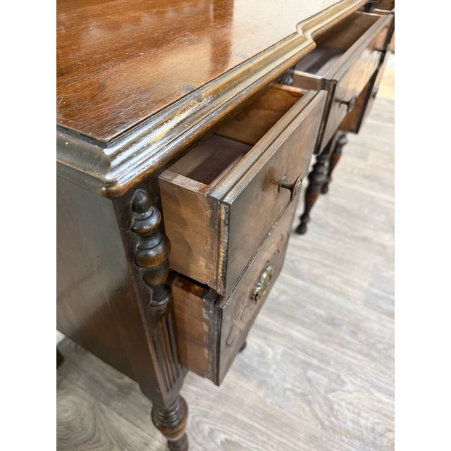 Antique Art Nouveau Walnut Vanity With Adjustable Mirror For Sale - Image 10 of 15
