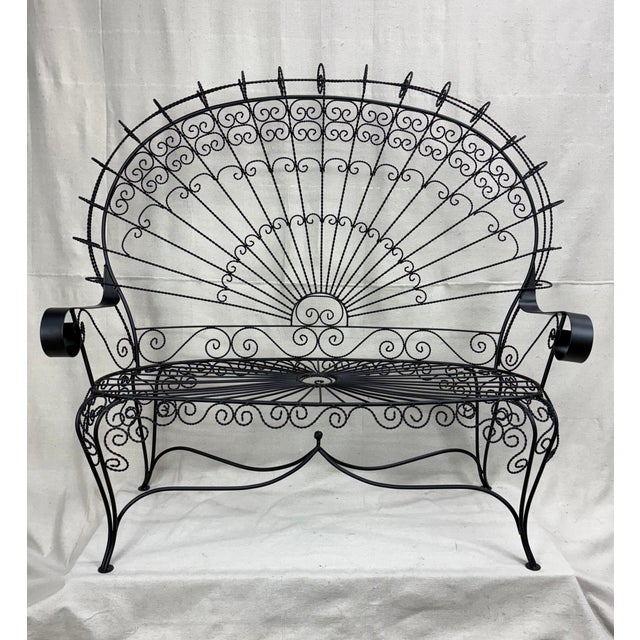 American 1950s Salterini Peacock Bench and Chair Set, Restored and Ready to Place, 2 Pieces, Attributed For Sale - Image 3 of 12