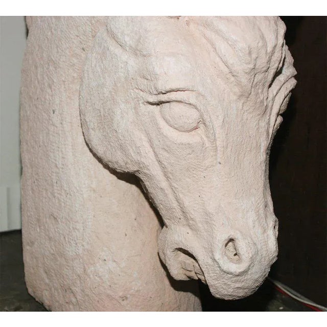 1930s Vintage Cement Horse Heads Sculptures- a Pair For Sale - Image 4 of 7