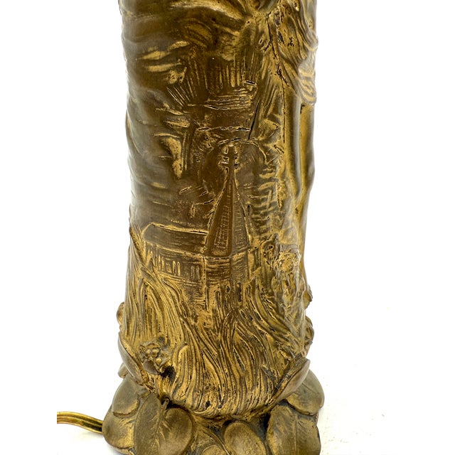 1900s Art Nouveau Bronze Table Lamps - a Pair For Sale - Image 10 of 10