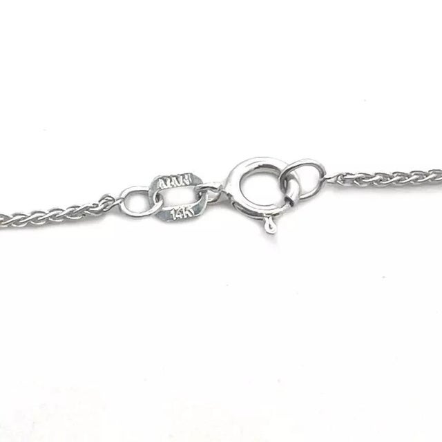 Metal Diamond Halo Gold Pendant 2.15ct 14k White Chain Necklace For Sale - Image 7 of 8