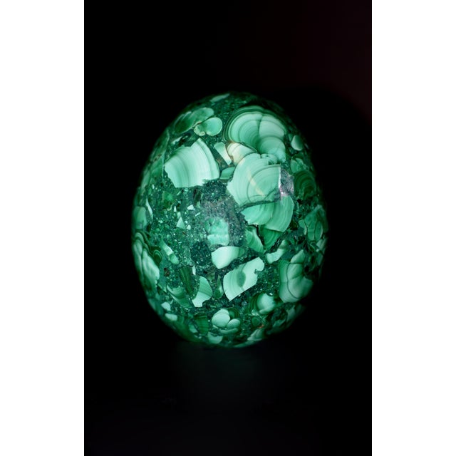 Malachite Eggs on Brass Stand Set of 2 For Sale - Image 11 of 15