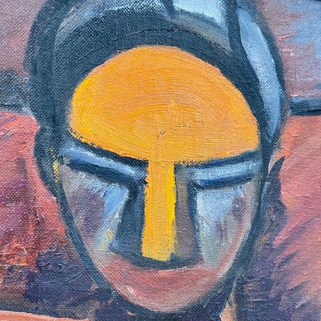 Paint Signed Original Cubist-Style Oil Painting For Sale - Image 7 of 10
