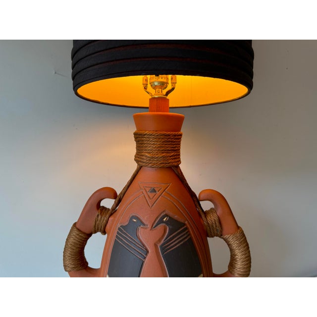 Mid 20th Century Mid 20th Century Southwestern Tribal Terracotta Pottery Lamp For Sale - Image 5 of 12