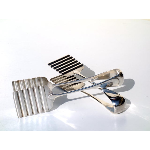 Art Deco Nickel Silver Asparagus Tongs from Broggie, 1930s, Set of 2 For Sale - Image 6 of 6