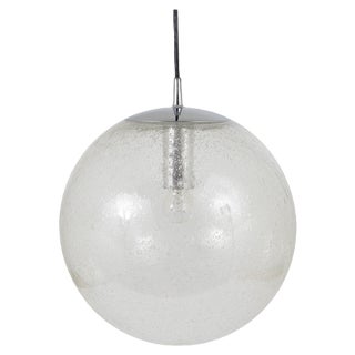 Large Bubble Glass and Chrome Globe Pendant Lamp from Peill & Putzler, Germany, 1970s For Sale