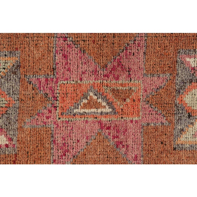 1950s 1950s Vintage Tribal Runner in Orange, Gray, Pink, Multihued Medallion Patterns For Sale - Image 5 of 7