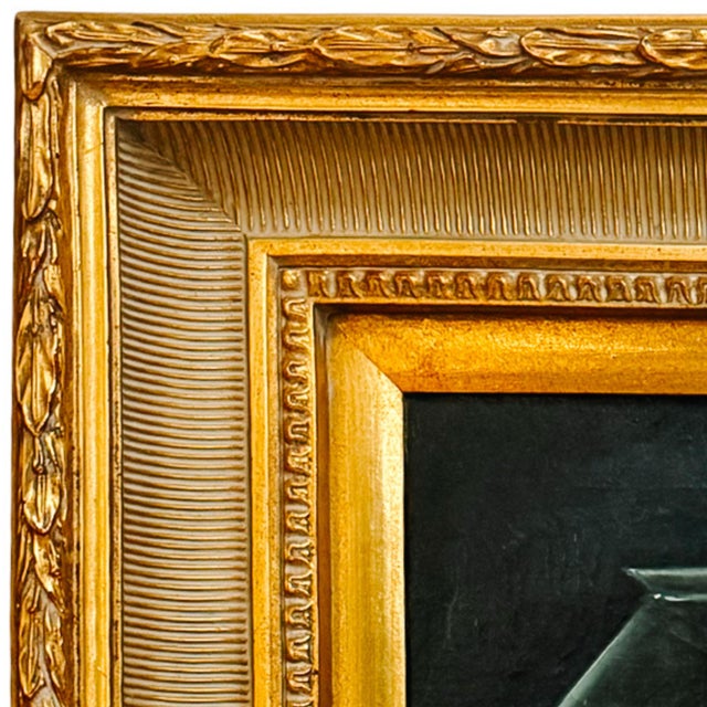 Late 20th Century Dark Academia Still Life Oil Painting With Gilt Wood Gallery Frame by Nora Urde (NorKa) For Sale - Image 4 of 8