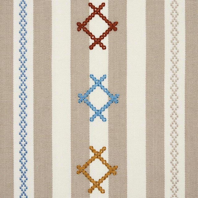Contemporary Sample - Schumacher Rhodes Stripe Fabric in Neutral For Sale - Image 3 of 6