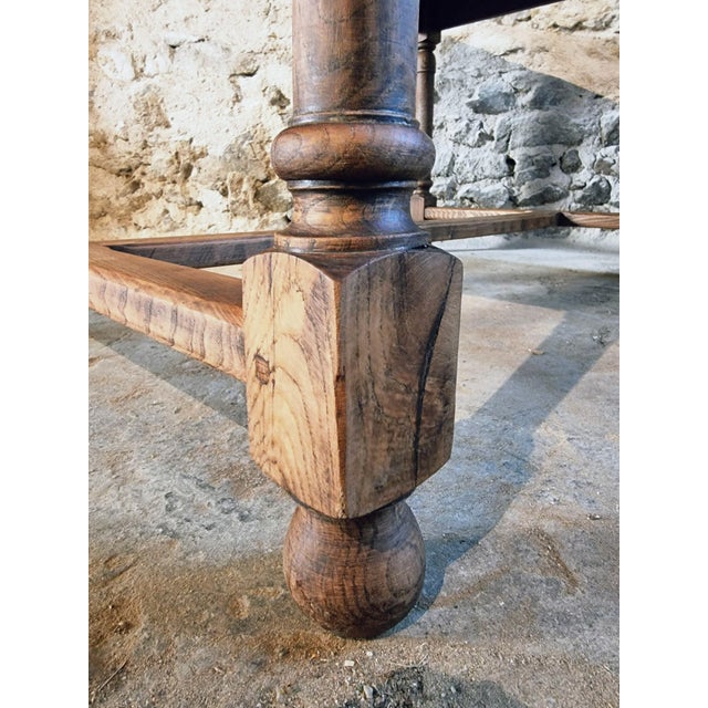 French Farmhouse Oak and Elm Dining Table with Turned Legs, 1920s For Sale - Image 15 of 17