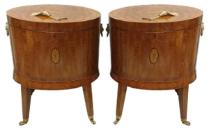 Vintage Satinwood Inlaid Wine Coolers, Set of 2