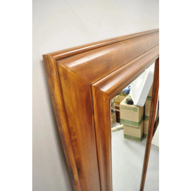 Traditional Large Cherry Wood Frame Beveled Glass 65" Tall Dressing Wall Mirror For Sale - Image 4 of 10