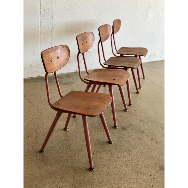 Set of MidCentury 1960s Classmates Four Vintage Pink and Wood Kids or