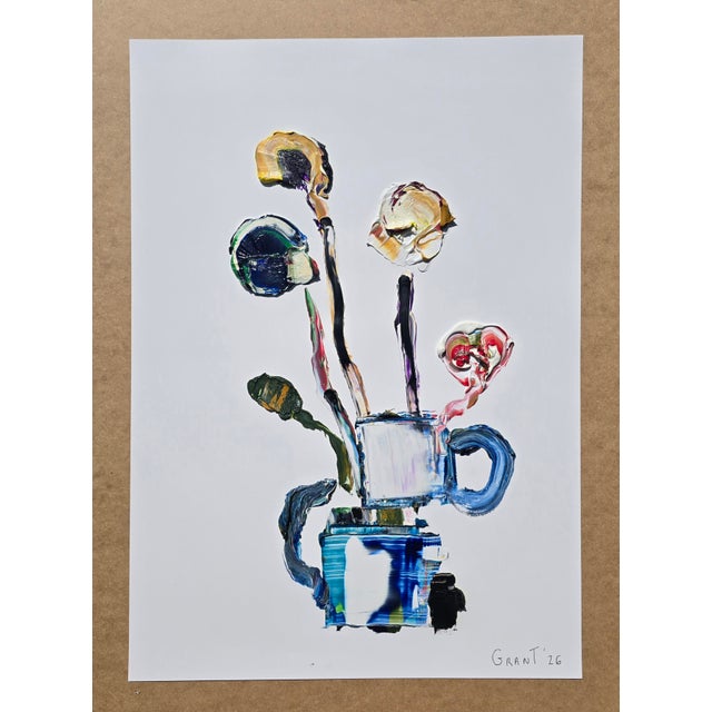 Contemporary Still Life Vase With Flowers | Abstract Figurative | Diane Grant For Sale - Image 9 of 9
