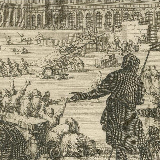 Pieter Mortier, Dying Mattathias and Judas Maccabeus Restores the Temple, 1700, Engraving For Sale - Image 6 of 12