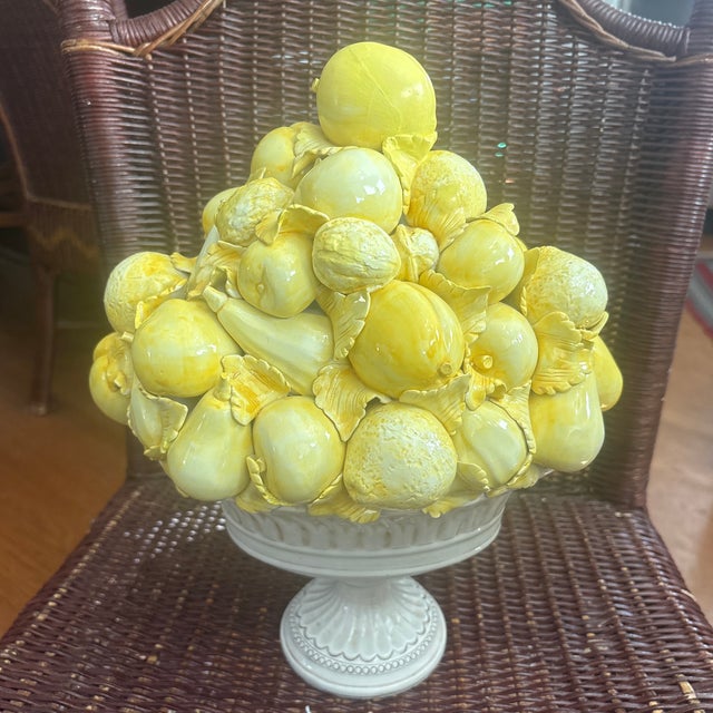 Mid-Century Modern Mid Century Italian Topiary With a White Compote Holding a Pile of Lemons. For Sale - Image 3 of 6