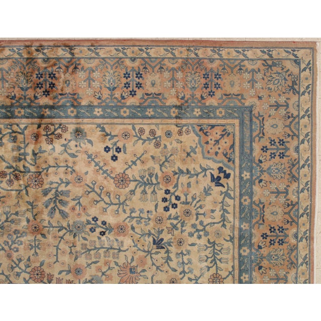 Antique Indian Amritsar Handmade Oriental Rug, Blue, Taupe Creams Allover Design For Sale - Image 15 of 18