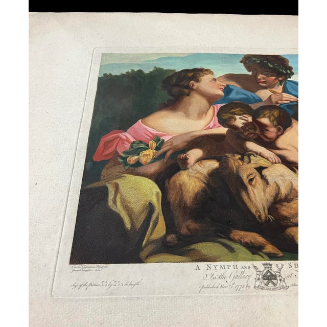 Paper A Nymph and Shepherd After Carlo Cignani the Houghton Gallery 1775 Colored Print For Sale - Image 7 of 7