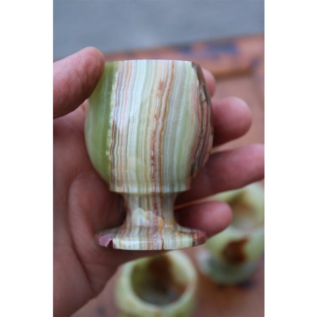 1950s Tanzanian Green Onyx Liquor Glasses, 1950s, Set of 6 For Sale - Image 5 of 10