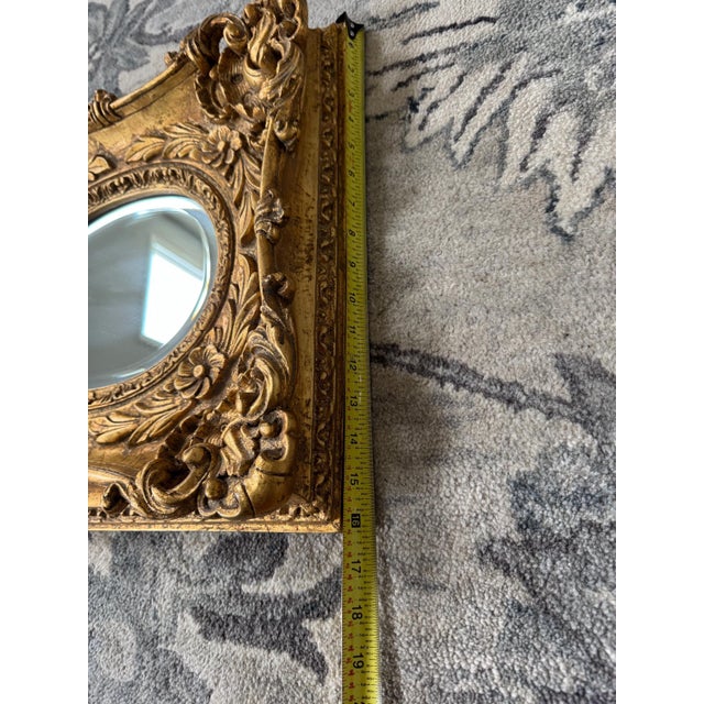 Mid-20th Century Baroque Style Ornate Gilded Wall Mirror 17.5"x16"x3" For Sale - Image 11 of 14