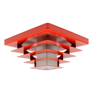 Space Age Lamp in Pyramid Shape in Metal and Glass, 1960s For Sale