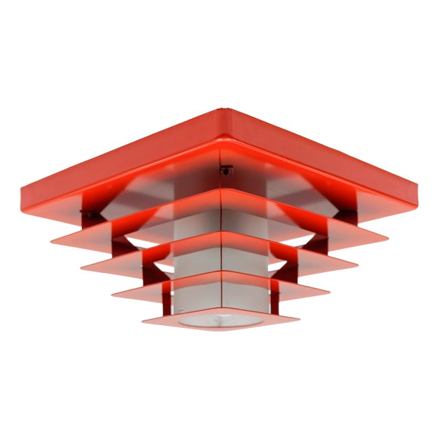 Space Age Lamp in Pyramid Shape in Metal and Glass, 1960s For Sale