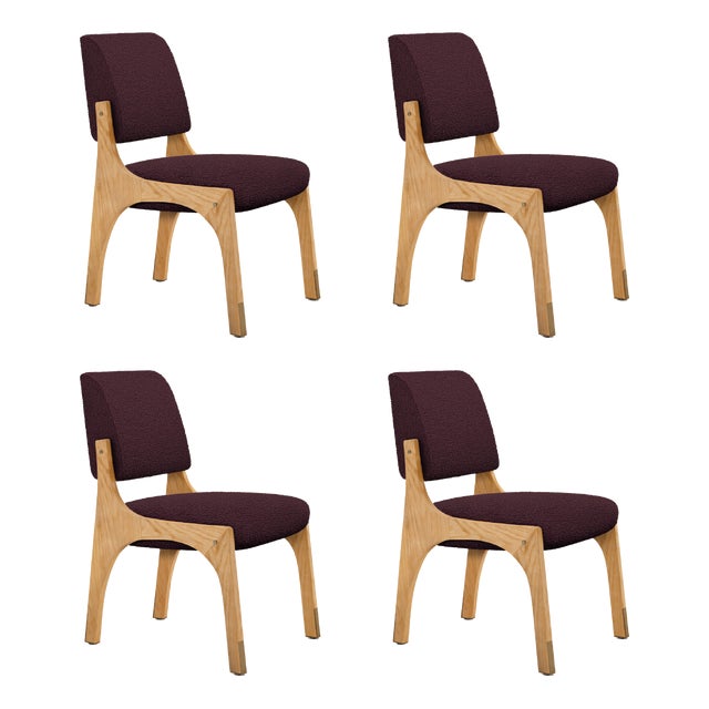 Arches II Dining Chairs in Oak and Bouclé from Insidherland, Set of 4 For Sale