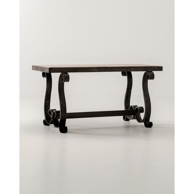 1940s Wrought Iron Coffee Table With Wood Top For Sale - Image 10 of 14