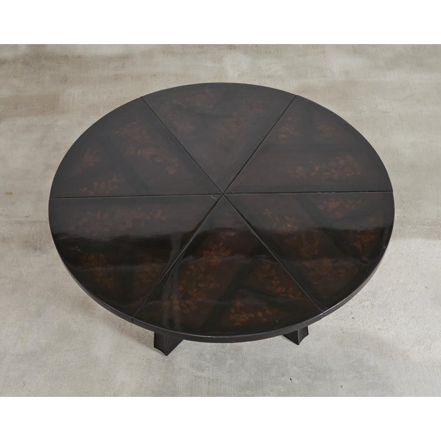 Wood L. Rossi Expandable Round Chinoiserie Lacquered Dining Table 7 Ft For Sale - Image 7 of 18