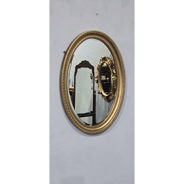 Gold English Oval Gilt Wall Mirror, 1900 For Sale - Image 8 of 9