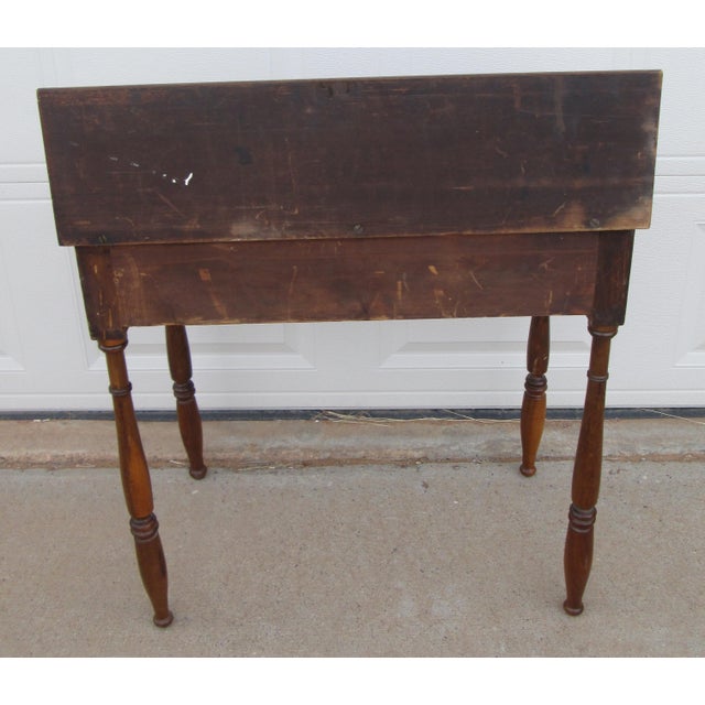 Wood 1875 American Single Drawer Wash Stand Writing Desk Work Table For Sale - Image 7 of 18