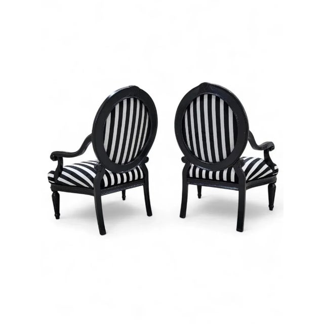 Vintage French Louis XVI Style Armchairs Newly Reupholstered - Pair For Sale - Image 4 of 8