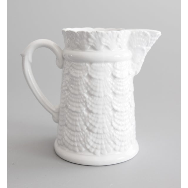 Ceramic Vintage Italian White Ironstone Seashell Pitcher For Sale - Image 7 of 7