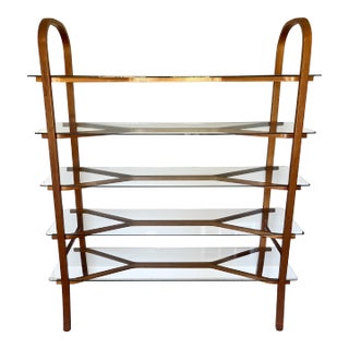 Vintage 1950's Mid Century Modern Scandinavian Bentwood Wishbone Design Bookshelf Bookcase Etagere For Sale