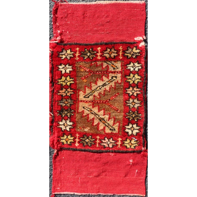 Pair of Antique Turkish Sampler Rugs With Coral, Yellow and Brown Colors For Sale - Image 9 of 12