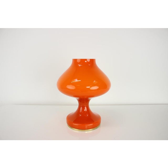 Orange Glass Table Lamp attributed to Valasske Mezirici, 1970s For Sale - Image 3 of 10
