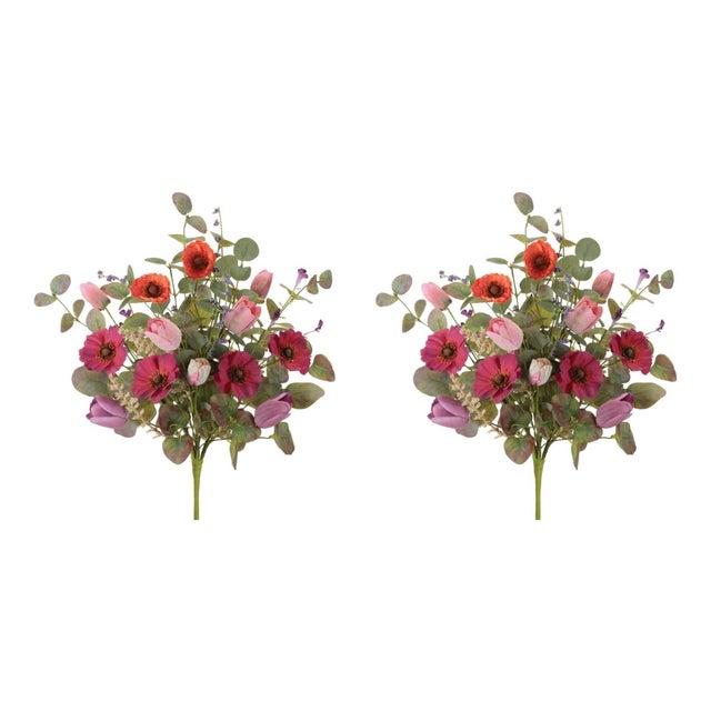 Farmhouse Poppy and Tulip Floral Bush (Set of 2) For Sale - Image 3 of 3