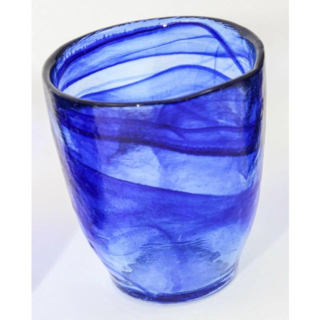 Handcrafted Double Old-Fashioned Cobalt Blue Set of 6 Glasses 1980s For Sale - Image 9 of 12