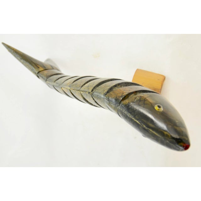 1970s Carved Reticulated Wood Fish For Sale - Image 4 of 6