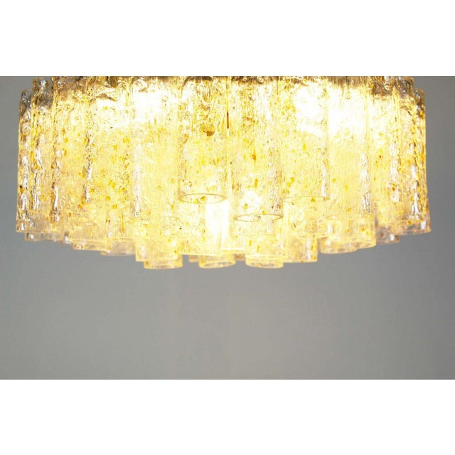 Large Brass and Goldflake Glass Chandelier attributed to Doria Leuchten, Germany, 1970s For Sale - Image 4 of 11