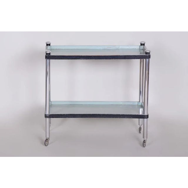 Wood Czech Bauhaus Beech & Chrome-Plated Steel Trolley attributed to Vichr a Spol, Czech, 1930s For Sale - Image 7 of 8