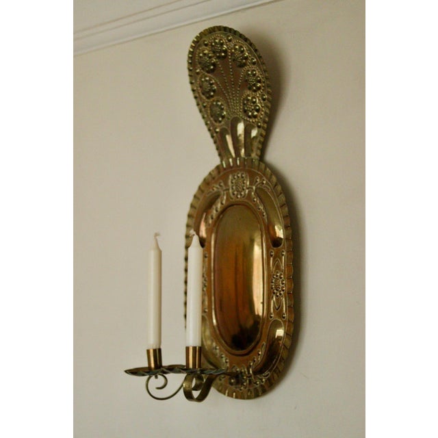 Large Mid-Century Swedish Brass Double Arm Sconce For Sale - Image 14 of 18