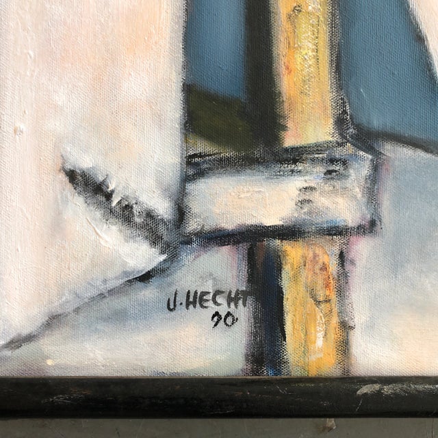 Original painting on stretched canvas 22 x 30 overall size with vintage original frame is 23 x 31 signed bottom right