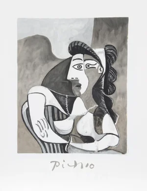 1980s "Femme Accoudee au Fauteuil" Lithograph After Pablo Picasso