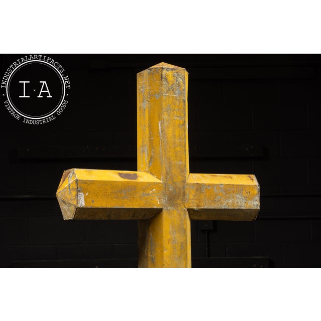 Large Vintage Painted Tin Cross For Sale In Chicago - Image 6 of 7